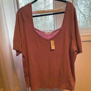 PLUS SIZE Reitmans Lilac Square Neck Top 3X NWT